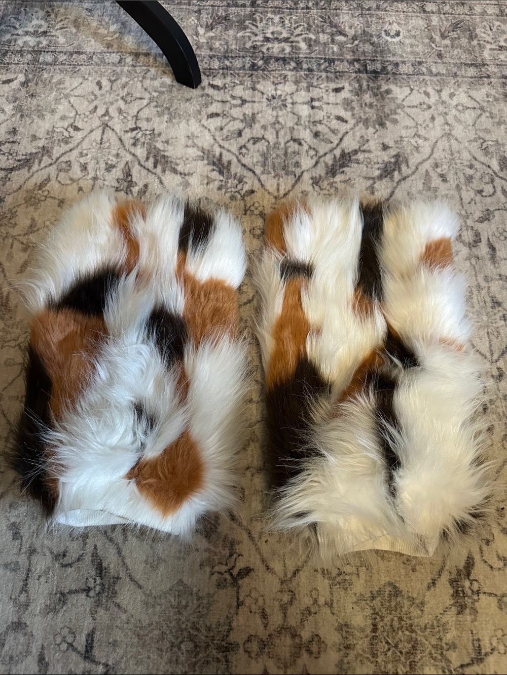 Women’s Faux Fur Leg Warmers in White, Brown & Black